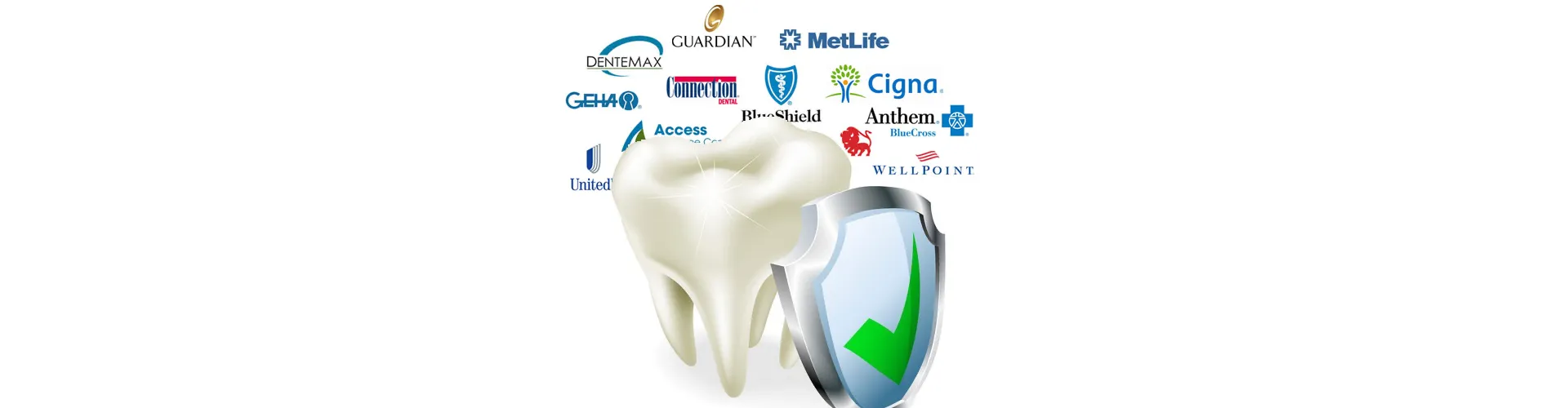 Dental illustration with insurance multilogo