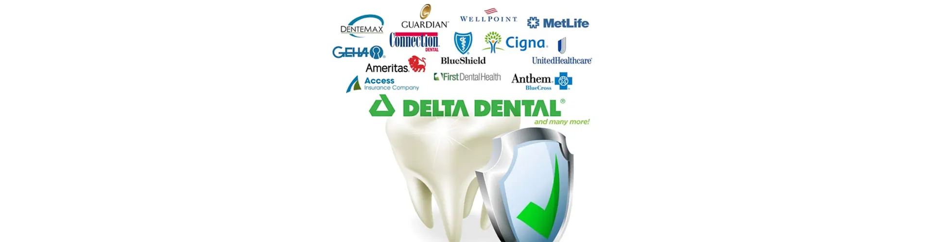 Dental illustration with insurance multilogo